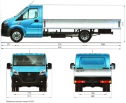 Основные габаритные размеры грузового автомобиля ГАЗель NEXT A21R32