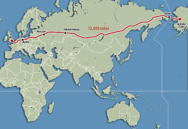 By jumping on the Channel Tunnel you could get all the way from London to Alaska by road under plans for a more than 12,000 mile superhighway linking Europe and western Russia to the Bering Strait