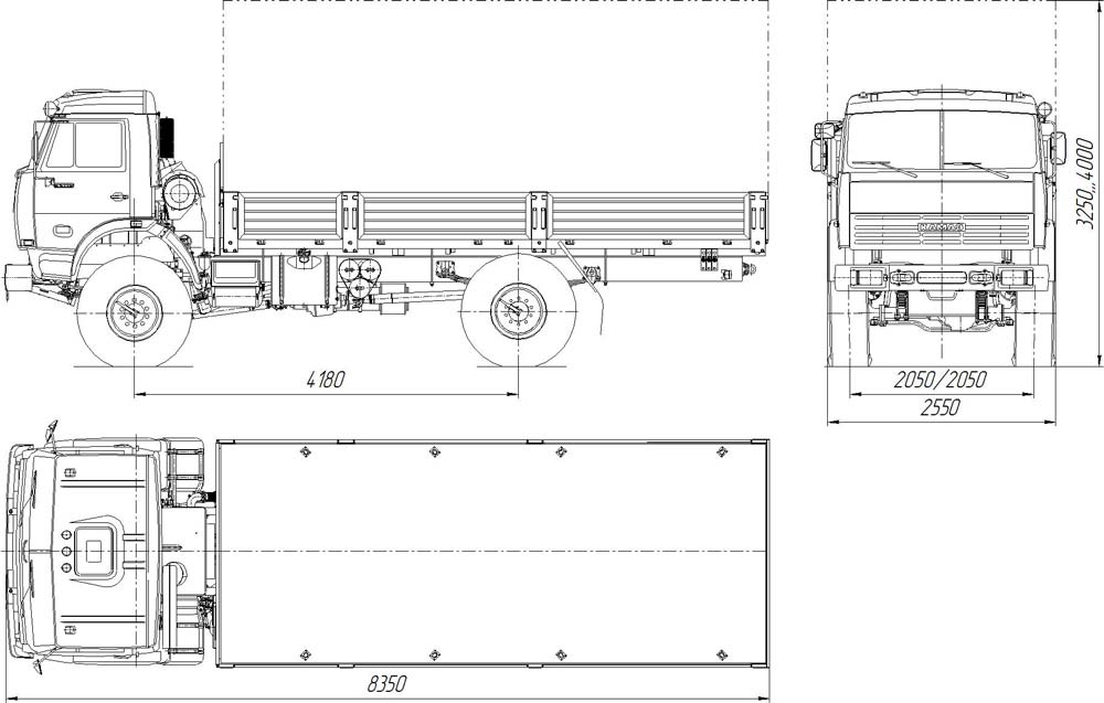 Камаз габариты машины ширина